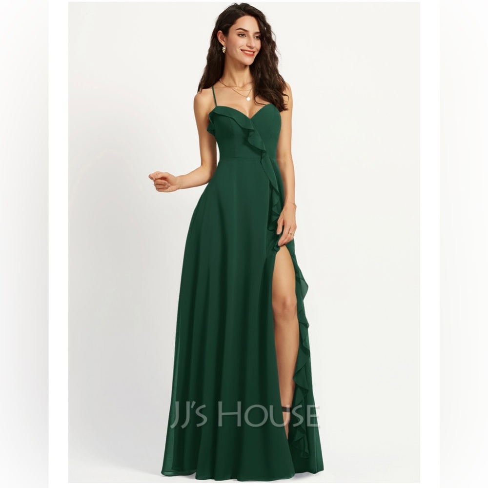 A-Line V-neck Floor-Length Chiffon Bridesmaid Dress